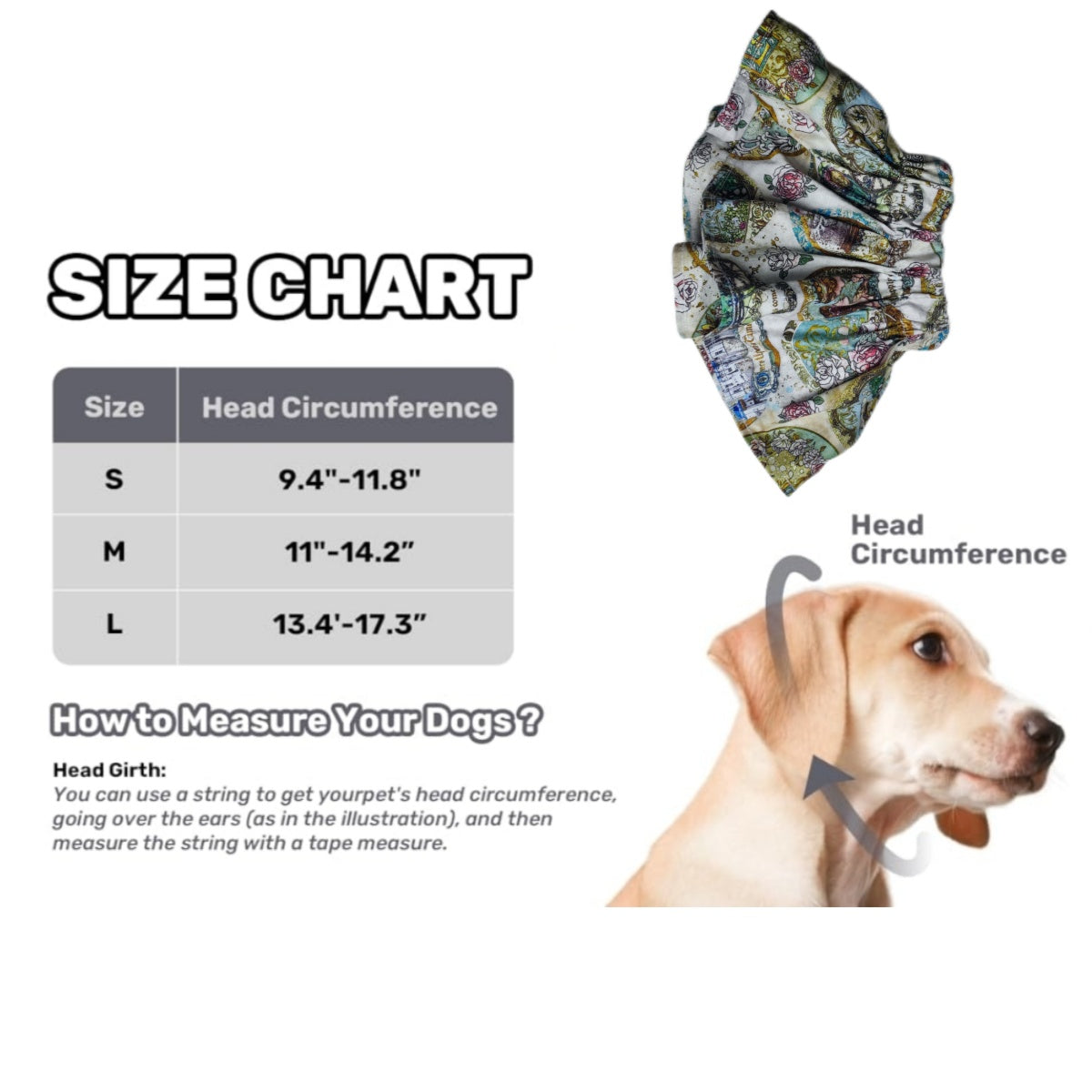 New Style Dog Bib Dog Earmuffs Handmade Vintage-Style Dog Snood Bib – Multifunctional Ear Protector & Feeding Scarf