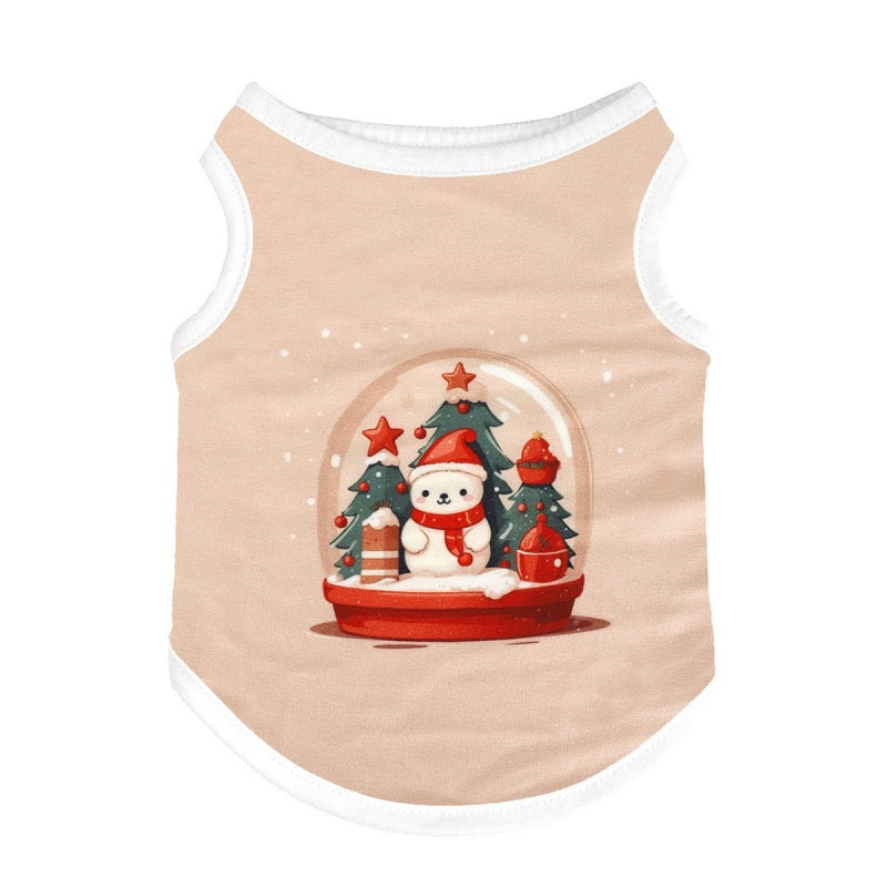6 pieces Breathable Dog Clothes Christmas Pet Vest Puppy Costumes Xmas Party Santa Snowman Teddy Shirt Puppy Apparel