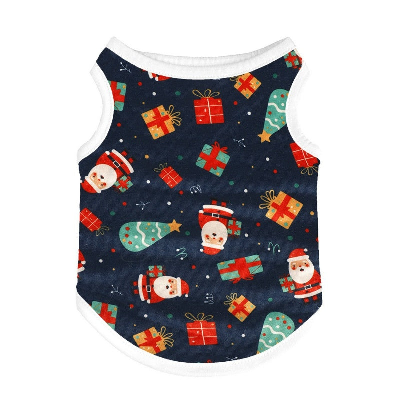 6 pieces Breathable Dog Clothes Christmas Pet Vest Puppy Costumes Xmas Party Santa Snowman Teddy Shirt Puppy Apparel
