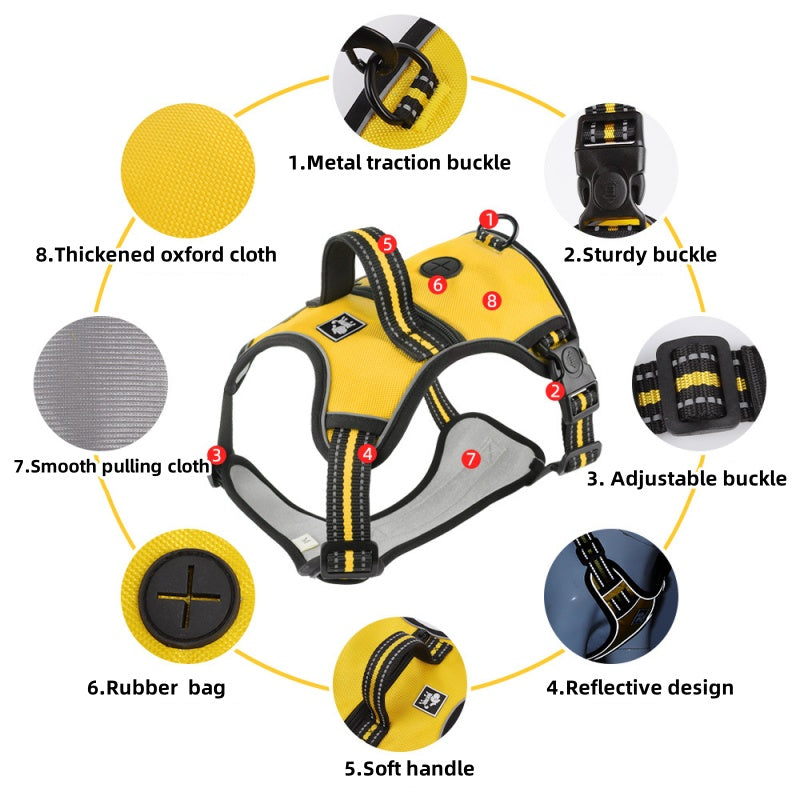 Large Dog Harness Explosion-proof Impact Dog Chest Harness Reflective Vest With Storage Pocket Dog Harness