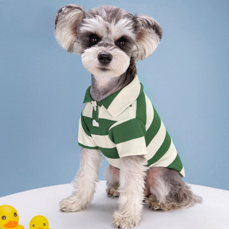Pet T-Shirt Strip Polo Shirt Dog Summer Clothes Dog Collared Strip Shirt Puppy Clothes Puppy Polo T-Shirt Pet Clothes Doggy Clothes Shirt
